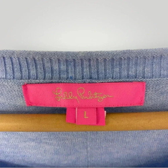 Lilly Pulitzer lightweight Sweater Button Blue Sz L - Picture 2 of 9